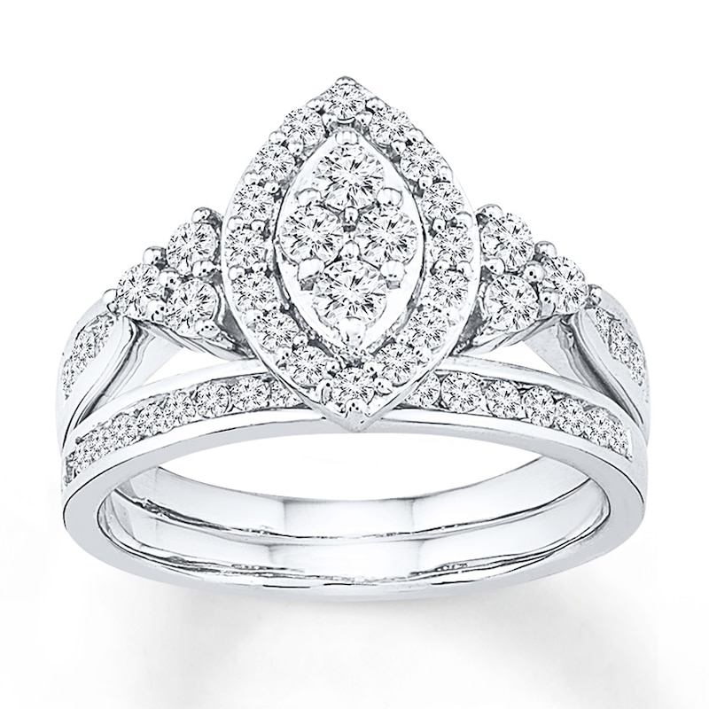 Diamond Bridal Set 7/8 carat tw 14K White Gold