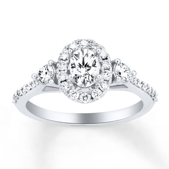Diamond Engagement Ring 7/8 ct tw Oval/Round 14K White Gold | Rings Clearance | Clearance | Kay