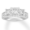 Thumbnail Image 0 of 3-Stone Diamond Ring 1-1/2 ct tw Princess/Round 14K White Gold