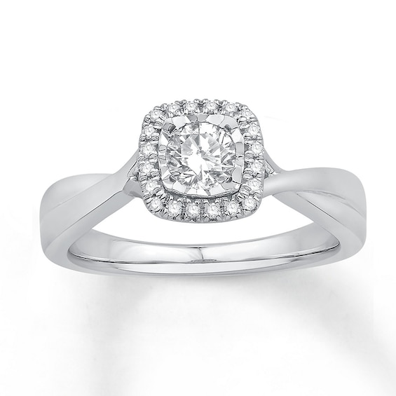 Now + Forever Diamond Engagement Ring 1/2 ct tw Round-cut 10K White Gold