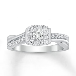 Now + Forever Diamond Engagement Ring 1/2 ct tw Round-cut 10K White Gold