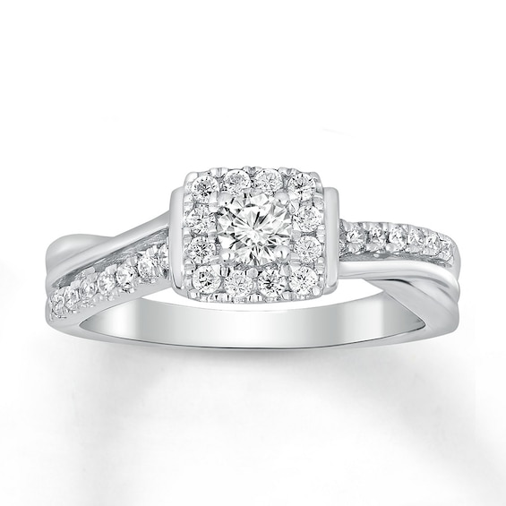 Now + Forever Diamond Engagement Ring 1/2 ct tw Round-cut 10K White Gold