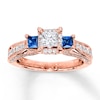 Thumbnail Image 0 of Diamond/Sapphire Engagement Ring 1 cttw Princess/Round 14K Gold