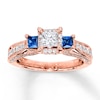 Thumbnail Image 1 of Diamond/Sapphire Engagement Ring 1 cttw Princess/Round 14K Gold