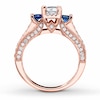 Thumbnail Image 1 of Diamond/Sapphire Engagement Ring 1 cttw Princess/Round 14K Gold