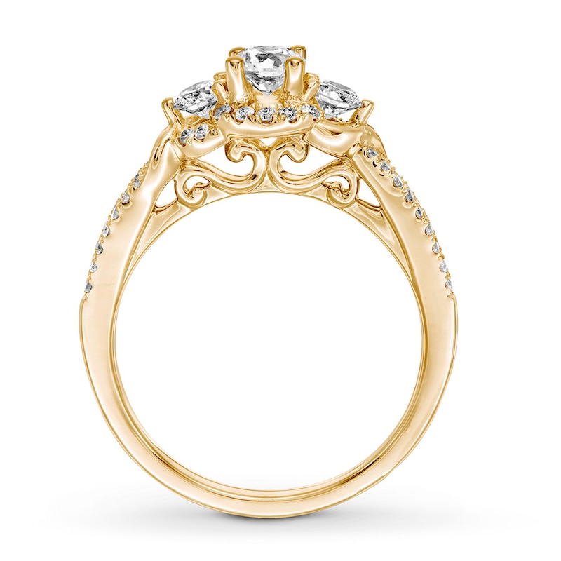 Memories Moments Magic Diamond Engagement Ring 3/4 ct tw Round-cut 14K Yellow Gold