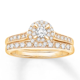Now + Forever Diamond Bridal Set 1/2 ct tw Round-cut 14K Yellow Gold