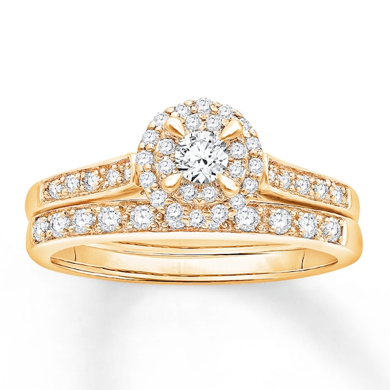 Now + Forever Diamond Bridal Set 1/2 ct tw Round-cut 14K Yellow Gold