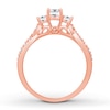 Thumbnail Image 1 of Memories Moments Magic Diamond Engagement Ring 1/2 ct tw Princess/Round 14K Rose Gold