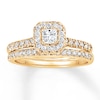 Thumbnail Image 1 of Now + Forever Diamond Bridal Set 5/8 ct tw Princess & Round 14K Yellow Gold