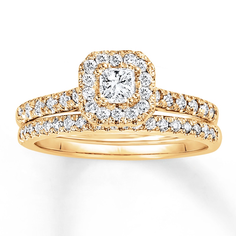 Main Image 1 of Now + Forever Diamond Bridal Set 5/8 ct tw Princess & Round 14K Yellow Gold