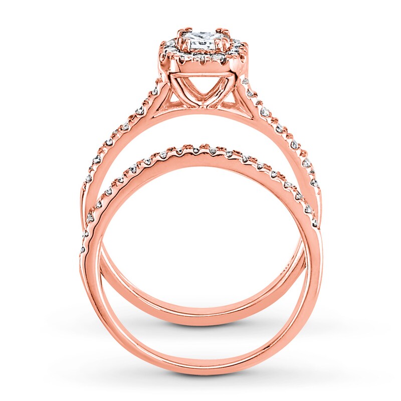 Diamond Bridal Set 5/8 ct tw Princess & Round 14K Rose Gold