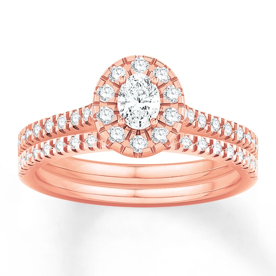 Now + Forever Diamond Bridal Set 5/8 ct tw Oval/Round 14K Rose Gold