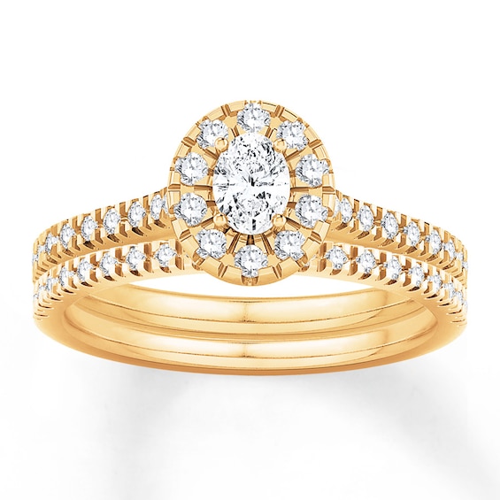 Now + Forever Diamond Bridal Set 5/8 ct tw Oval/Round 14K Yellow Gold