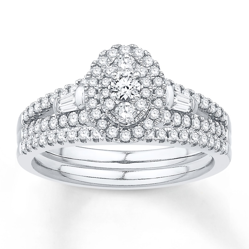 Main Image 1 of Now + Forever Diamond Bridal Set 5/8 ct tw Round & Baguette 14K White Gold