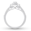 Thumbnail Image 2 of Now + Forever Diamond Engagement Ring 1/2 ct tw Emerald & Round 14K White Gold