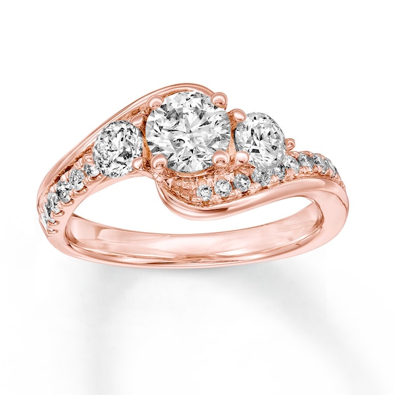 Memories Moments Magic Diamond Engagement Ring 1-3/8 ct tw Round-cut 14K Rose Gold
