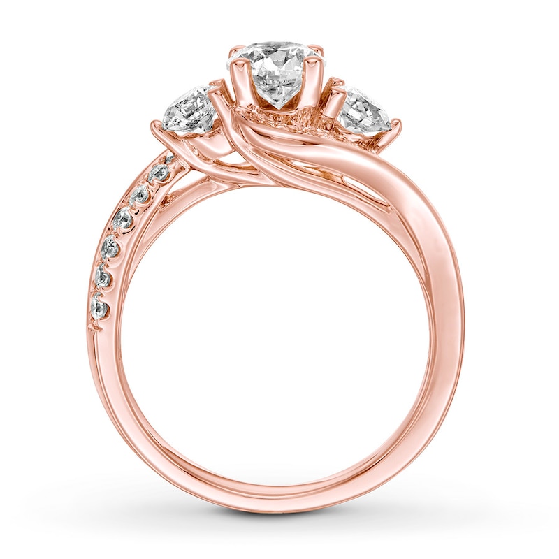 Memories Moments Magic Diamond Engagement Ring 1-3/8 ct tw Round-cut 14K Rose Gold