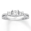 Thumbnail Image 1 of Memories Moments Magic Diamond Engagement Ring 1 ct tw Princess/Round 14K White Gold