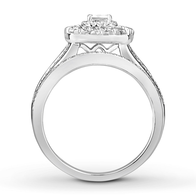 Diamond Engagement Ring 1-1/2 ct tw Princess & Round 14K Gold