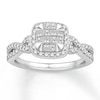 Diamond Engagement Ring 5/8 ct tw Princess & Round 14K White Gold