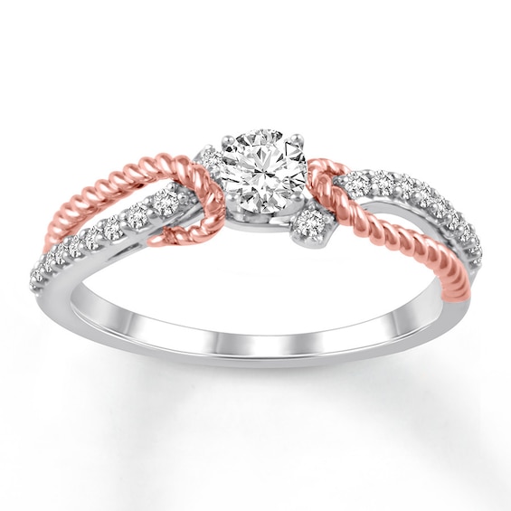 Now + Forever Diamond Engagement Ring 3/8 ct tw Round-cut 10K Two-Tone Gold