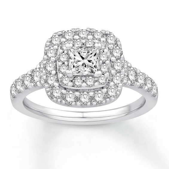 Now + Forever Diamond Engagement Ring 1-1/3 ct tw Princess & Round 14K Gold