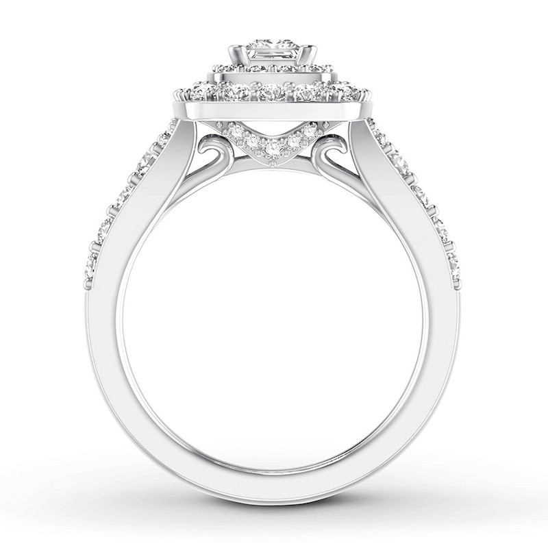 Diamond Engagement Ring 1-1/3 ct tw Princess & Round 14K Gold