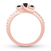 Thumbnail Image 1 of Memories Moments Magic 3-Stone Black Diamond Engagement Ring 5/8 ct tw 10K Rose Gold