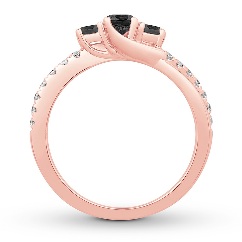 Main Image 2 of Memories Moments Magic 3-Stone Black Diamond Engagement Ring 5/8 ct tw 10K Rose Gold