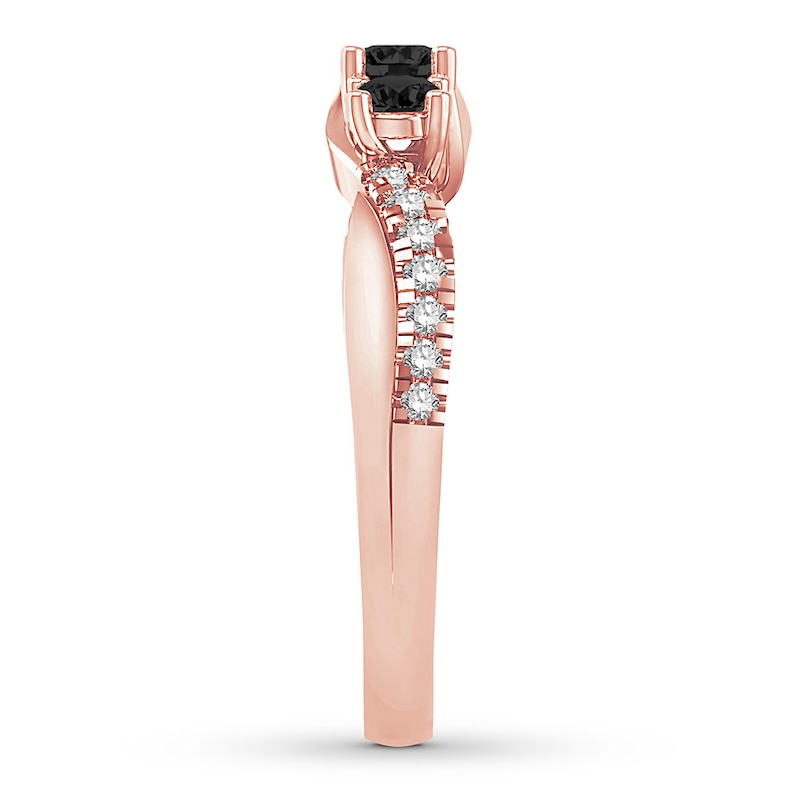 Main Image 3 of Memories Moments Magic 3-Stone Black Diamond Engagement Ring 5/8 ct tw 10K Rose Gold