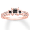 Thumbnail Image 0 of Memories Moments Magic 3-Stone Black Diamond Engagement Ring 1/2 ct tw 10K Rose Gold