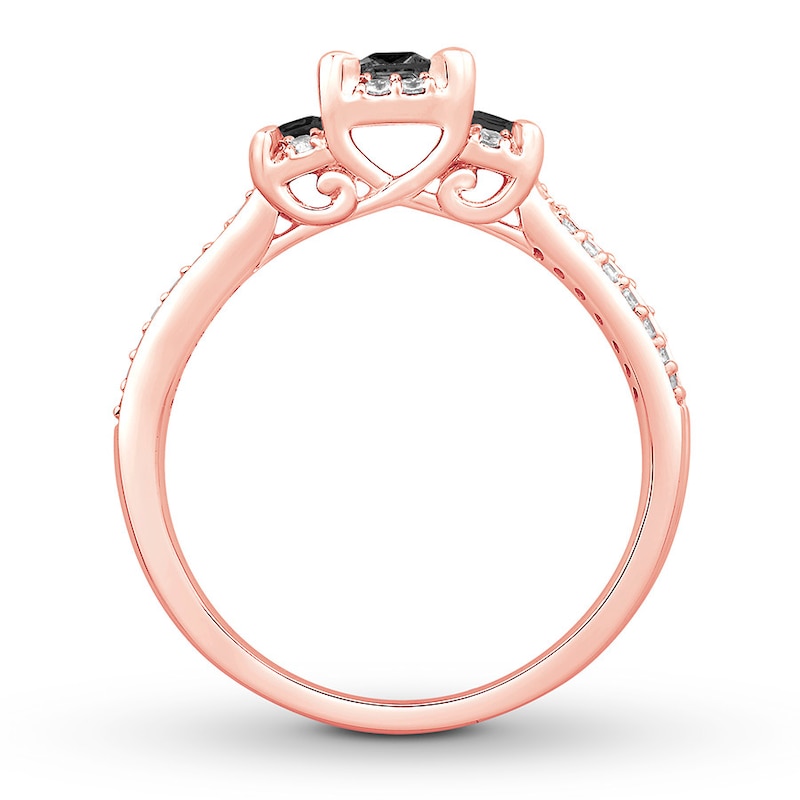 Memories Moments Magic 3-Stone Black Diamond Engagement Ring 1/2 ct tw 10K Rose Gold