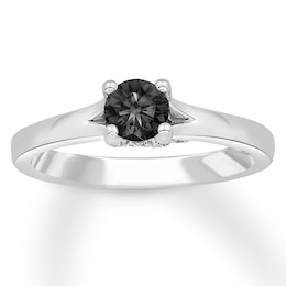 Now + Forever Black & White Diamond Engagement Ring 1/2 ct tw 10K White Gold