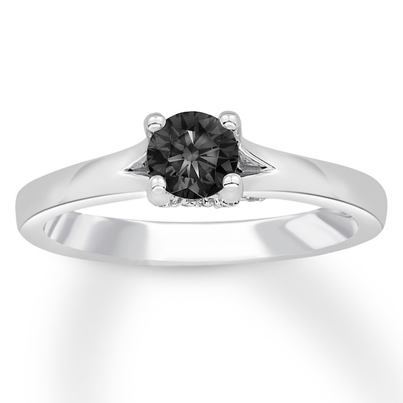 Now + Forever Black & White Diamond Engagement Ring 1/2 ct tw 10K White Gold