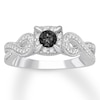 Thumbnail Image 0 of Black/White Diamond Engagement Ring 1/2 Carat tw 10K White Gold