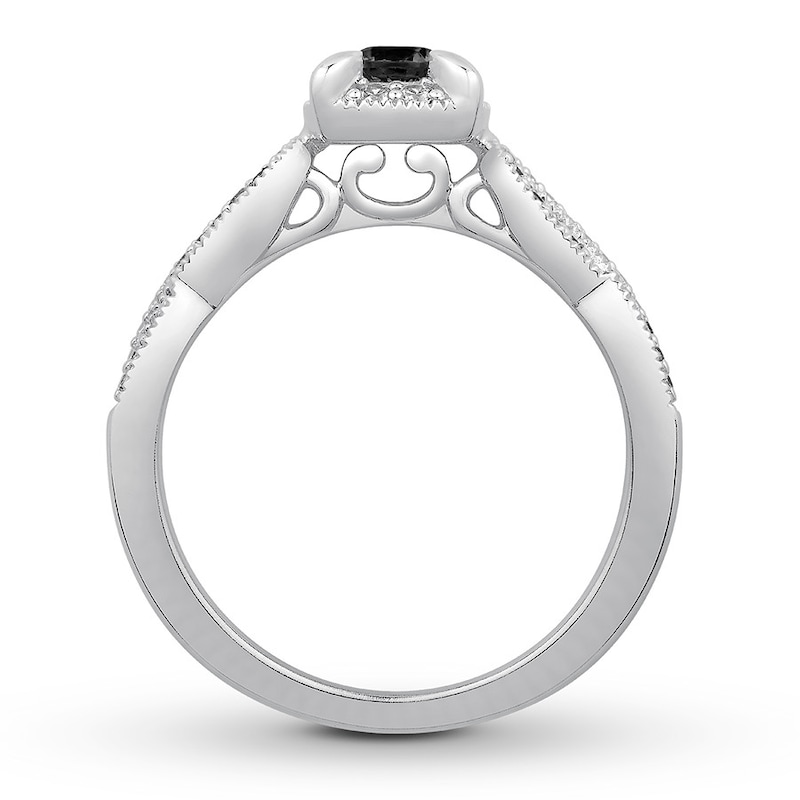 Black/White Diamond Engagement Ring 1/2 Carat tw 10K White Gold