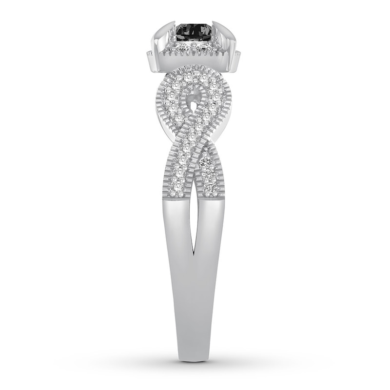 Main Image 3 of Now + Forever Black/White Diamond Engagement Ring 1/2 Carat tw 10K White Gold