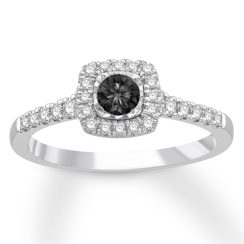 Main Image 1 of Now + Forever Black & White Diamond Engagement Ring 3/8 ct tw 10K White Gold