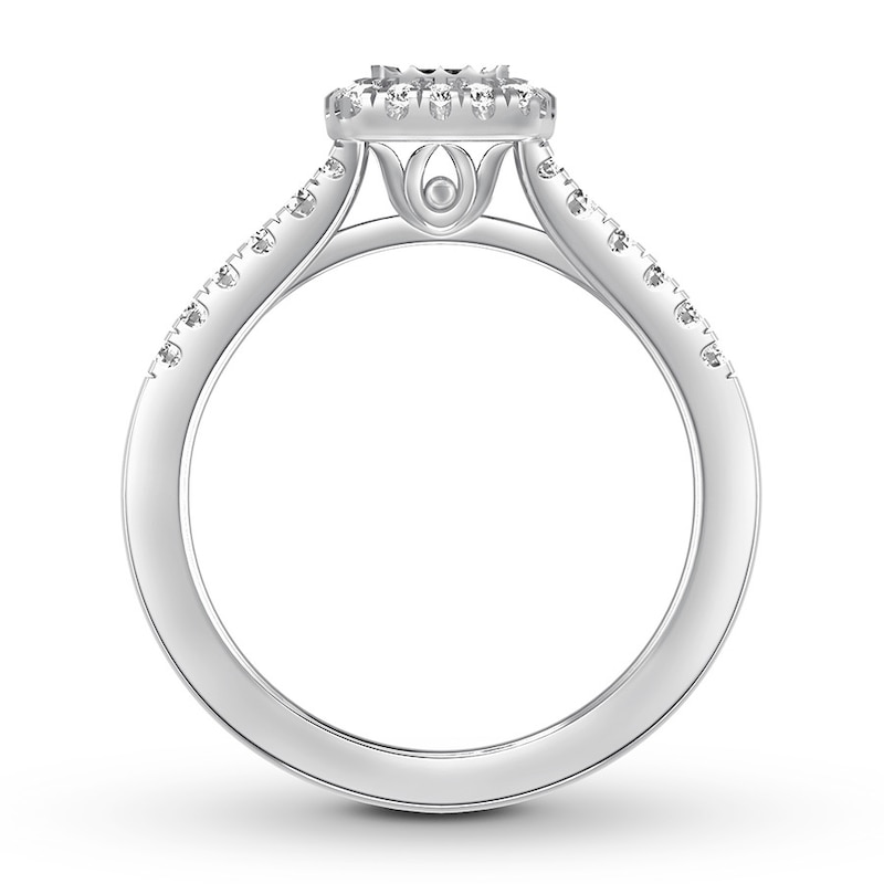 Black & White Diamond Engagement Ring 3/8 ct tw 10K White Gold