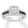 Thumbnail Image 0 of Black/White Diamond Engagement Ring 3/4 ct tw 14K Gold