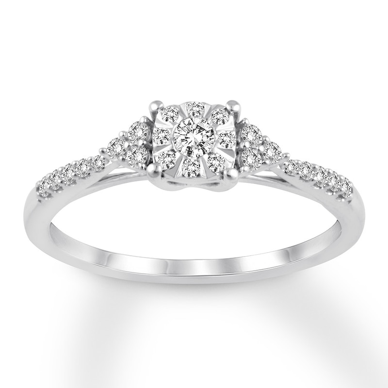 Diamond Ring 1/4 ct tw Round-cut 10K White Gold with 360