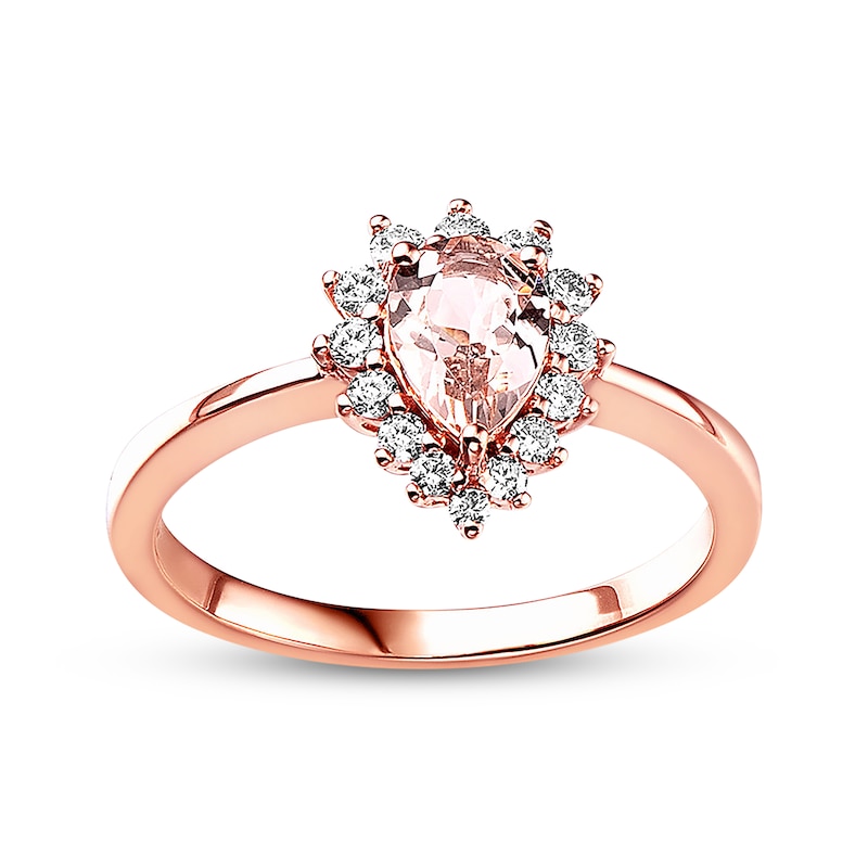 Morganite Engagement Ring 1/4 ct tw Diamonds 14K Rose Gold