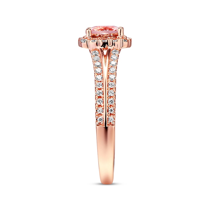 Main Image 3 of Morganite Engagement Ring 3/8 ct tw Diamonds 14K Rose Gold