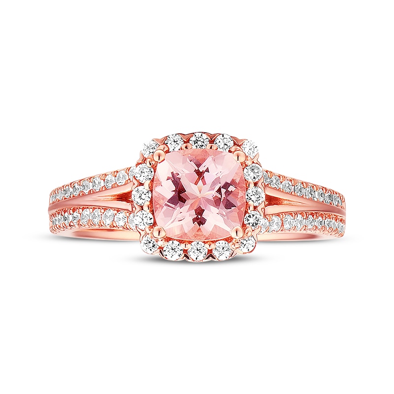 Main Image 4 of Morganite Engagement Ring 3/8 ct tw Diamonds 14K Rose Gold