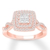 Thumbnail Image 0 of Multi-Stone Princess-cut Diamond Engagement Ring 3/4 carat tw 14K Rose Gold