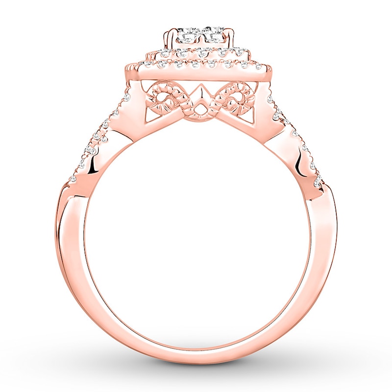 Multi-Stone Princess-cut Diamond Engagement Ring 3/4 carat tw 14K Rose Gold