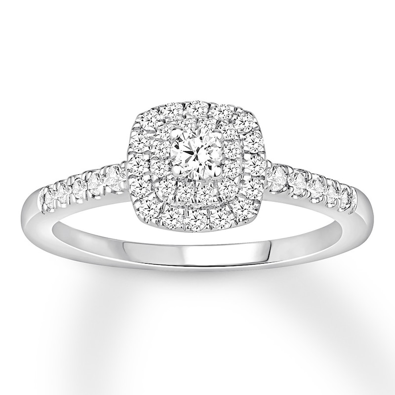 Diamond Engagement Ring 3/8 carat tw Round-cut 10K White Gold with 360