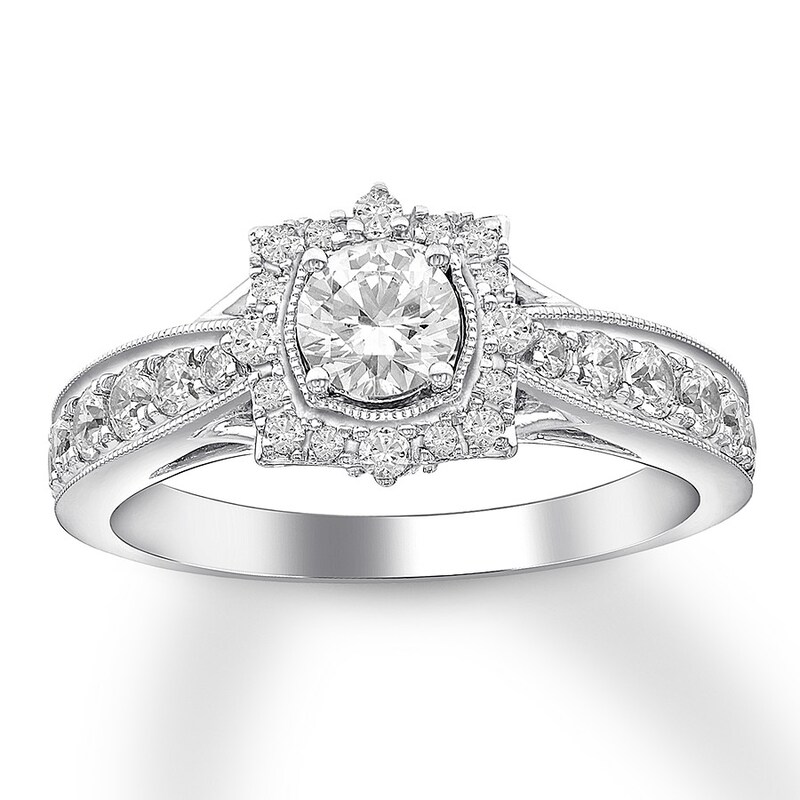Diamond Engagement Ring 1 ct tw Round-cut 14K White Gold