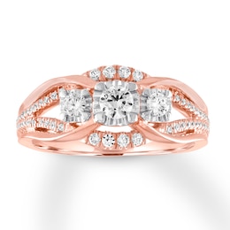 Memories Moments Magic Three-Stone Diamond Ring 1/2 ct tw Round-cut 14K Two-Tone Gold